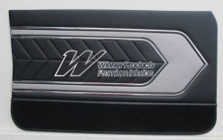 HOLDEN LC TORANA GTR DOOR TRIM SET SEDAN BLACK WITH SILVER INSERT (METAL TOP EXCHANGE)