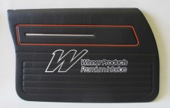 HOLDEN HJ KINGSWOOD FRONT DOOR TRIM SET BLACK LONG GRAIN TRIM CODE 30X (METAL TOP EXCHANGE)