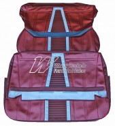 HOLDEN EJ BENCH SEAT COVER SET GARNET & BOLERO RED WITH FEATHERTOP GREY (TRIM CODE 225 B10)