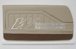 HOLDEN HQ COUPE DOOR TRIM SET DOESKIN CHESTNUT  (METAL TOP EXCHANGE) TRIM CODE 38X