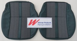 HOLDEN HJ GTS MONARO SEDAN JADE GREEN WITH BLACK AND WHITE HERRINGBONE INSERT SEAT COVER SET (TRIM CODE 45X)