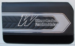 HOLDEN LC TORANA GTR DOOR TRIM SET COUPE BLACK WITH SILVER INSERT (METAL TOP EXCHANGE)