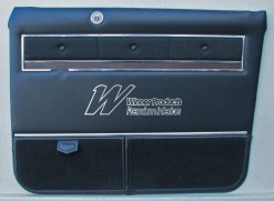 HOLDEN HK  BROUGHAM  DOOR TRIM SET BLACK (TRIM CODE 10M) (METAL TOP, CHROME AND BUTTONS EXCHANGE)